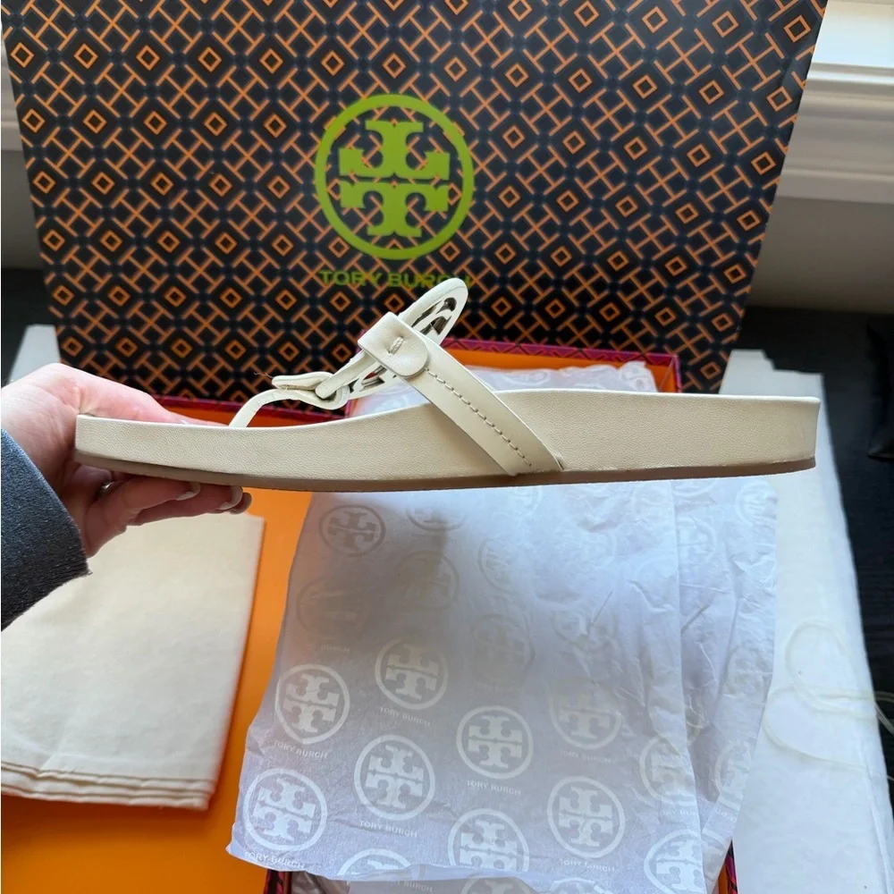 Tory Burch Miller Cloud Leather Sandal New Ivory Size 9.5